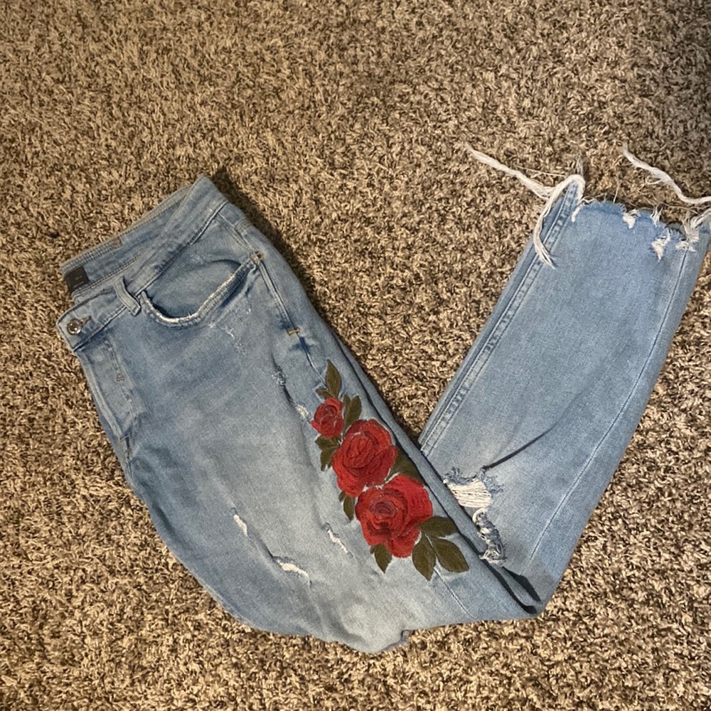 Zara Man Ripped Flower Detailed Skinny Jeans | Size 32